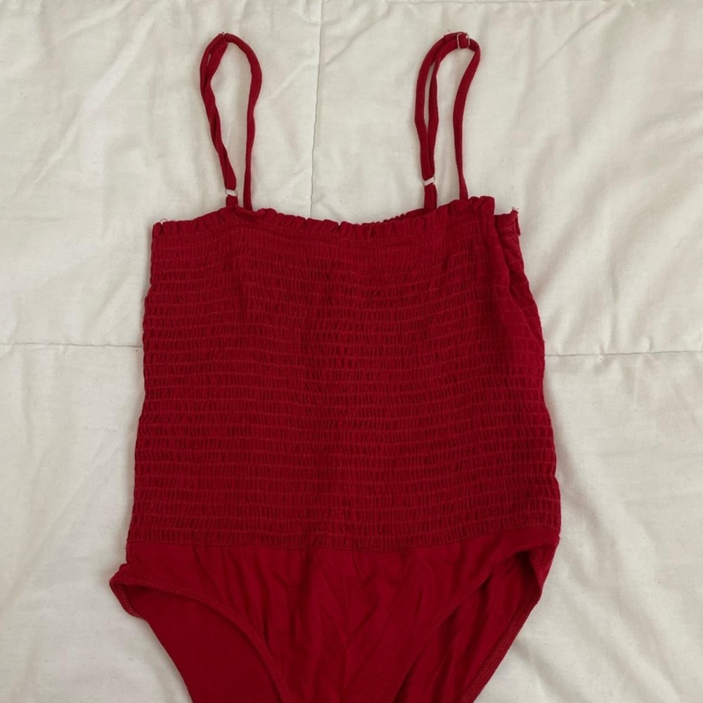 Urban outfitter crimson dark red smocked bodysuit